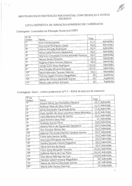 LISTA DEFINITIVA DE sERIAÇÃO/ADIviISSÃO DE