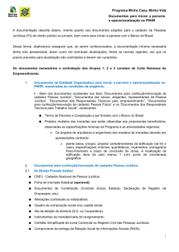 Documentos para iniciar a Parceria no PNHR