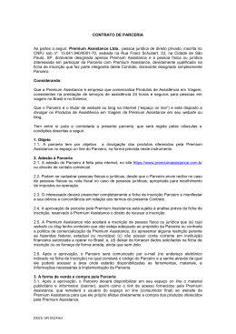 CONTRATO DE PARCERIA As partes a seguir, Premium Assistance