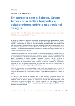 Em parceria com a Sabesp, Grupo Accor conscientiza hóspedes e