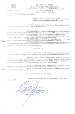 decreto 045-2008 exoneração de patricia mendes dos santos
