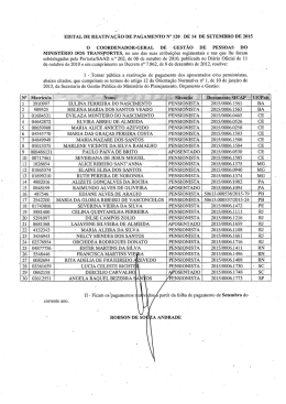 EDITAL DE REATIVAÇÃO DE PAGAMENTO No 120 DE 14 DE