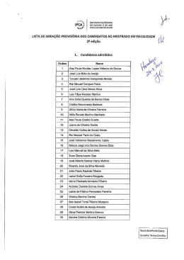 lista de seriaçãd provisória dos candidatos ao mestrado em