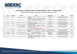 UNIDADE OLINDA As Defesas desta Unidade acontecerão na