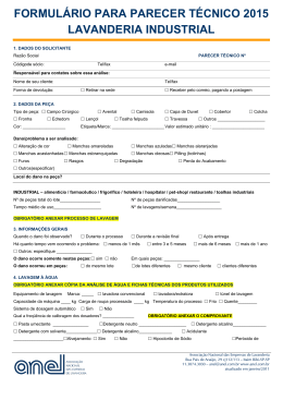 formul&aacute;rio para parecer t&eacute;cnico 2015 lavanderia industrial