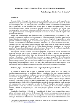 EM BUSCA DE CULTURAS DA &Aacute;GUA NA GEOGRAFIA