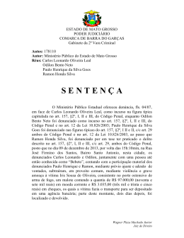 S E N T E N &Ccedil; A - Tribunal de Justi&ccedil;a do Estado de Mato Grosso
