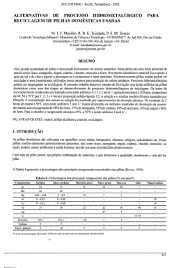 alternativas de processo hidrometal&uacute;rgico para reciclagem de