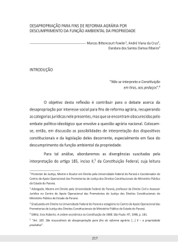DESAPROPRIA&Ccedil;&Atilde;O PARA FINS DE REFORMA AGR&Aacute;RIA POR