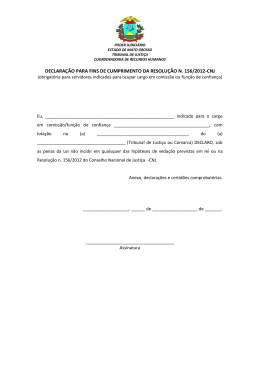 declaração para fins de cumprimento da resolução n. 156/2012-cnj