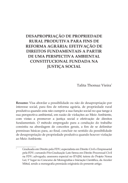 desapropria&ccedil;&atilde;o de propriedade rural produtiva para fins de reforma