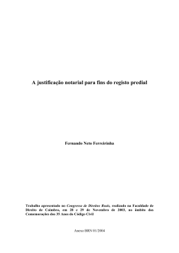 A justifica&ccedil;&atilde;o notarial para fins do registo predial