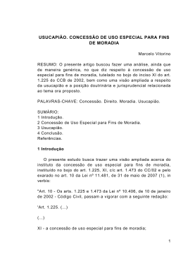 usucapi&atilde;o. concess&atilde;o de uso especial para fins