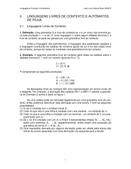 II. LINGUAGENS LIVRES DE CONTEXTO E