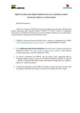 Orientação de Preenchimento na Plataforma FAPESC 2014