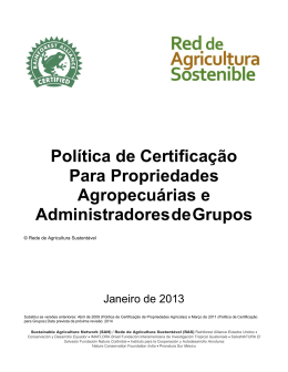 Pol&iacute;tica de Certifica&ccedil;&atilde;o para Propriedades Agr&iacute;colas e