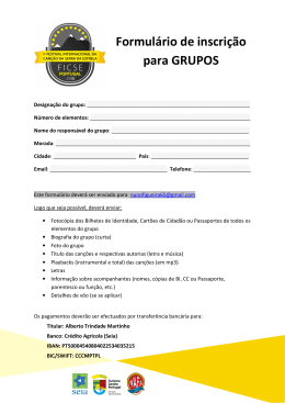 Formulário de inscrição para GRUPOS