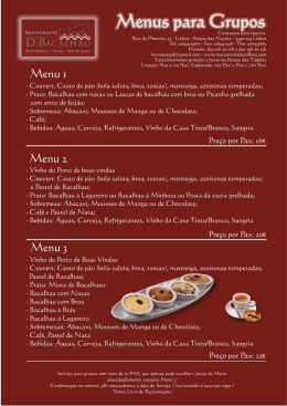 I Menus para Grupos - Restaurante D`Bacalhau