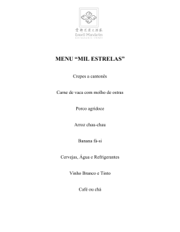 SUGESTÕES DE MENU PARA GRUPOS SEM