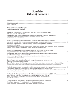 Sumário Table of contents