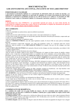 Documenta&ccedil;&atilde;o necess&aacute;ria