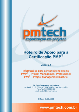 Roteiro de Apoio para a Certificação PMP - PM Tech