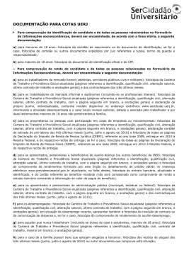 Rela&ccedil;&atilde;o de documenta&ccedil;&atilde;o para cota UERJ