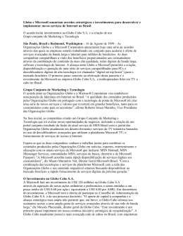 Globo e Microsoft anunciam acordos estrat&eacute;gicos e
