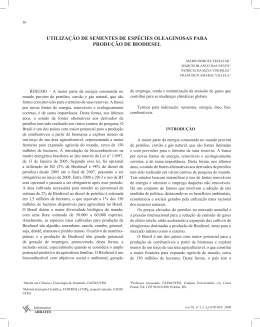 utiliza&ccedil;&atilde;o de sementes de esp&eacute;cies oleaginosas para produ&ccedil;&atilde;o