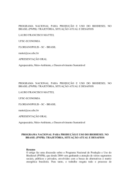 PROGRAMA NACIONAL PARA PRODU&Ccedil;&Atilde;O E USO DO