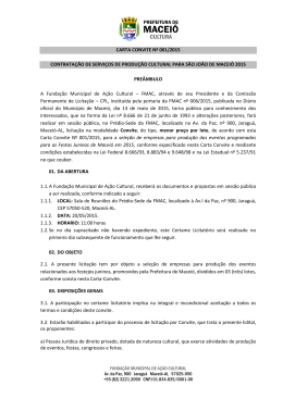 Carta Convite para contrata&ccedil;&atilde;o de servi&ccedil;os de produ&ccedil;&atilde;o cultural