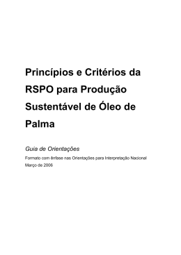 Princípios e Critérios da RSPO para Produção Sustentável de Óleo