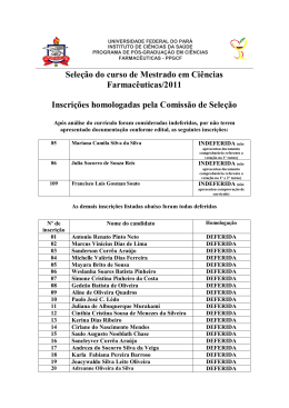 Sele&ccedil;&atilde;o do curso de Mestrado em Ci&ecirc;ncias Farmac&ecirc;uticas