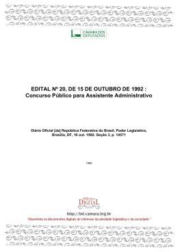 EDITAL N&ordm; 20, DE 15 DE OUTUBRO DE 1992