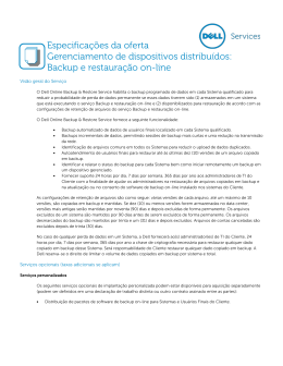 Backup e restauração on-line