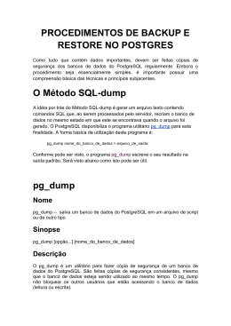 procedimentos de backup e restore no postgres