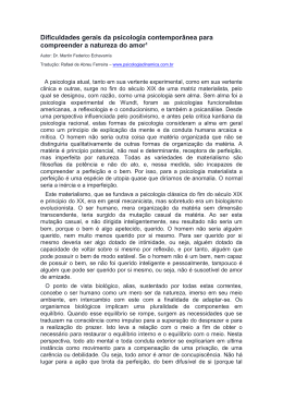 Dificuldades gerais da psicologia contempor&acirc;nea para