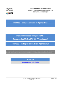 PRD 002 - Indisponibilidade do AgenciaNET