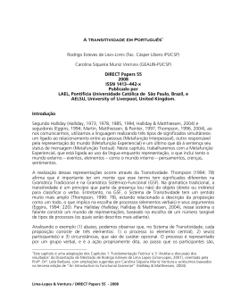 A transitividade em portugu&ecirc;s - Lingu&iacute;stica Aplicada e Estudos da