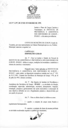 lei n&ordm; 1.297 - 25-02-1999 - institui o plano de cargos carreira e