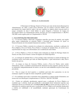 EDITAL Nº 19/2010-SEADM O Município de Maringá, Estado do