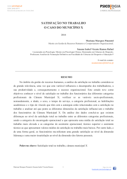 SATISFA&Ccedil;&Atilde;O NO TRABALHO O CASO DO MUNIC&Iacute;PIO X
