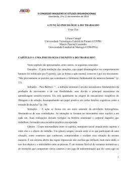 A FUN&Ccedil;&Atilde;O PSICOL&Oacute;GICA DO TRABALHO Yves Clot Liliane