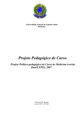 Projeto Pedag&oacute;gico de Curso, Medicina / UFES