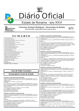 Di&aacute;rio Oficial - Imprensa Oficial do Estado de Roraima
