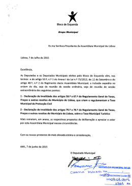 Proposta 001/BE/2015 - Assembleia Municipal de Lisboa