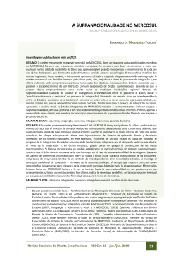 A SUPRANACIONALIDADE NO MERCOSUL