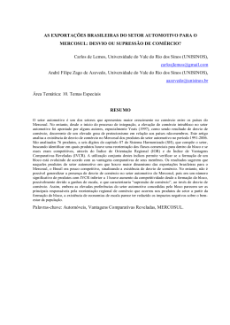as exporta&ccedil;&otilde;es brasileiras do setor automotivo para o mercosul