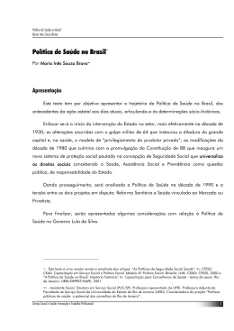 Pol&iacute;tica de Sa&uacute;de no Brasil&lowast; - Secretaria de Estado de Sa&uacute;de de