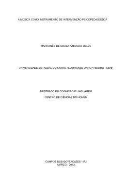 a m&uacute;sica como instrumento de interven&ccedil;&atilde;o psicopedag&oacute;gica